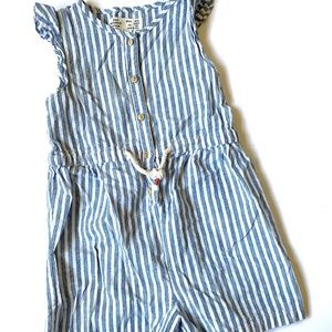 Zara Blue Striped Girl Romper 2T